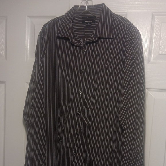 Claiborne Men's Dark Pinstripe Button Down Shirt - Picture 1 of 10